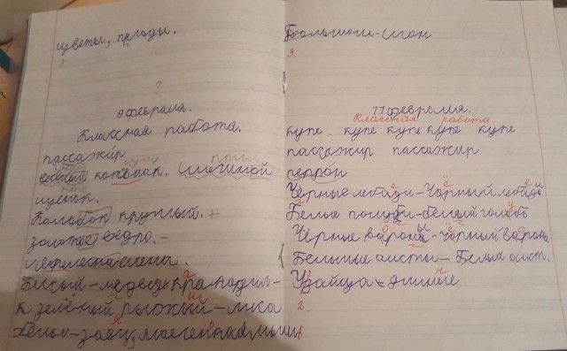 Как делать работу над ошибками по русскому 2 класс образец в тетради