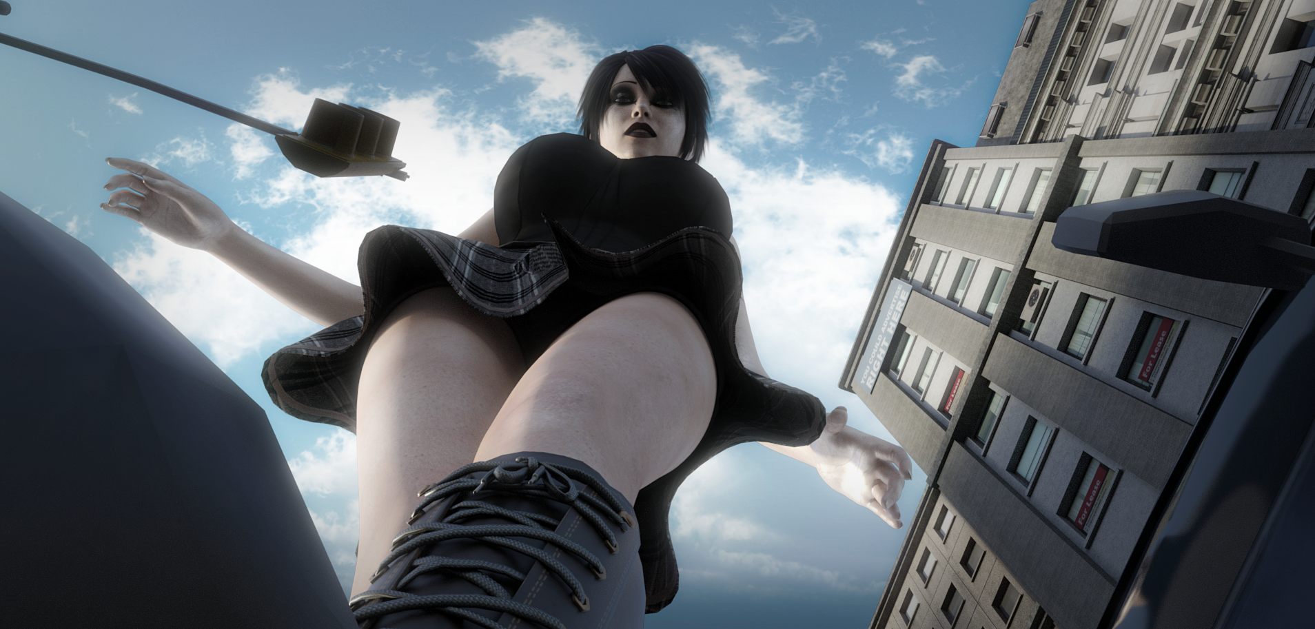 Giantess gothic babe walking the city in UnseenHarbinger Of Drenics and Horses 3D Porn Comic