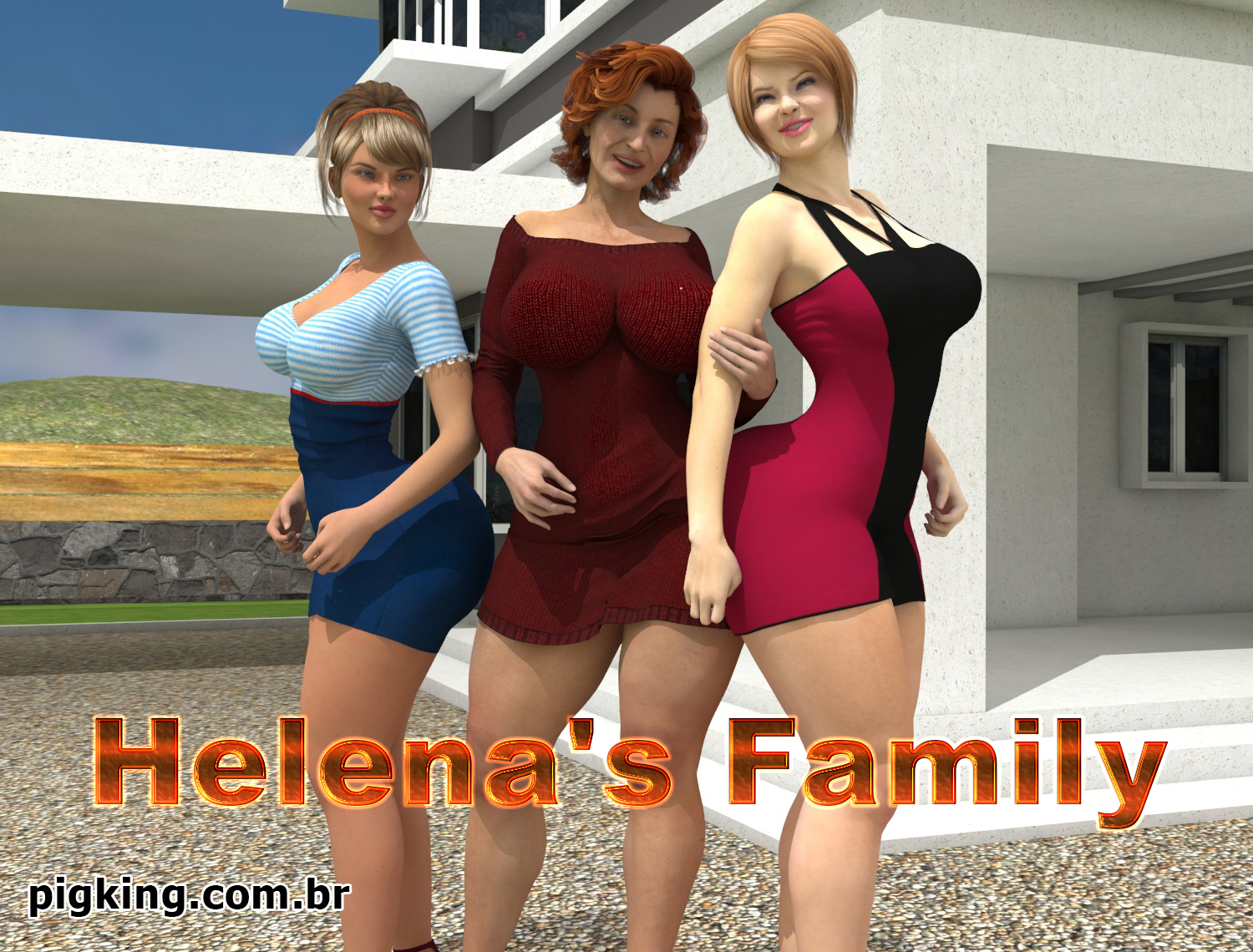Three hot MILFS in bikini showing off their amazing big asses in Helenas Family by Pig King Porn Comic